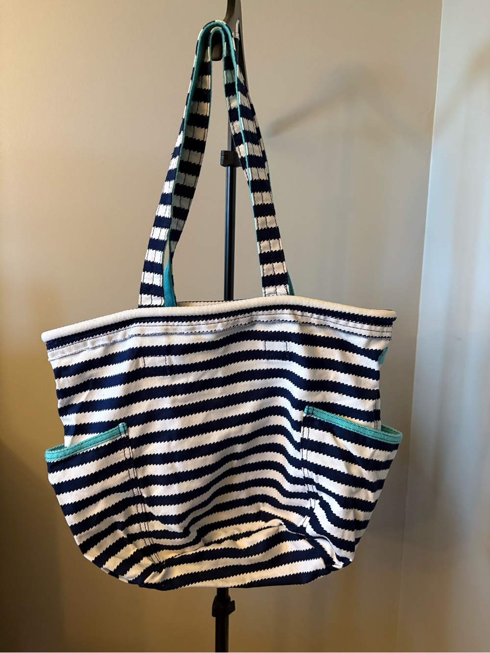 Thirty One Navy & White Striped Retro Metro Tote Bag